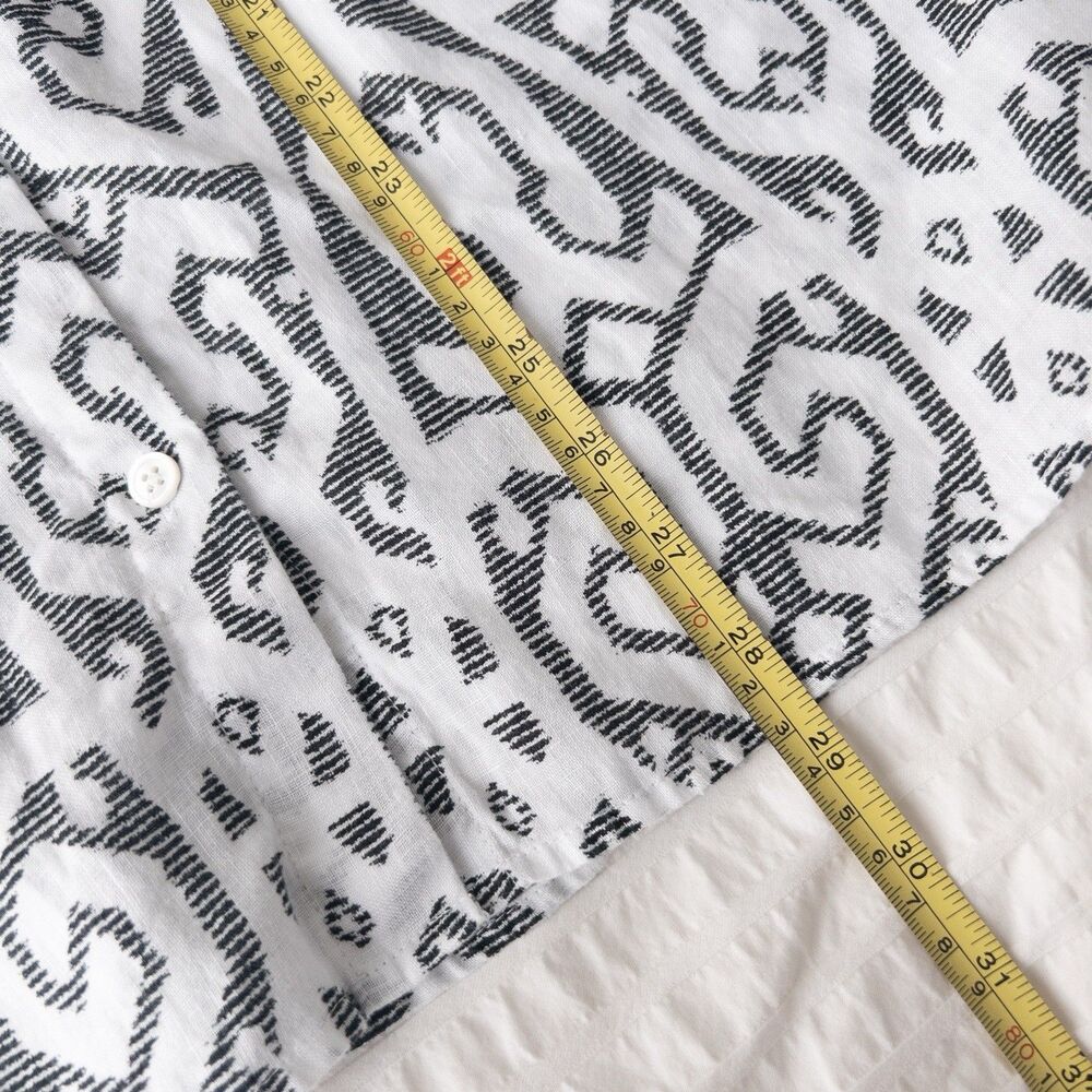 J Jill Love Linen White & Black Patterned Button Up Size L Coastal Lagenlook - Picture 12 of 12
